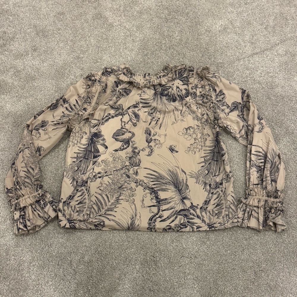 LOVE THE LABEL jessie top in yaffe/ecru cotton poplin size small like new - Picture 6 of 12